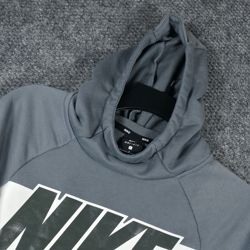Nike‎ Dri-FIT Mens Gray Graphic Pullover Hoodie Size Large L